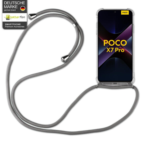 Handykett für Poco X7 5G Hülle mit Kordel Handyhülle mit Band in Grau