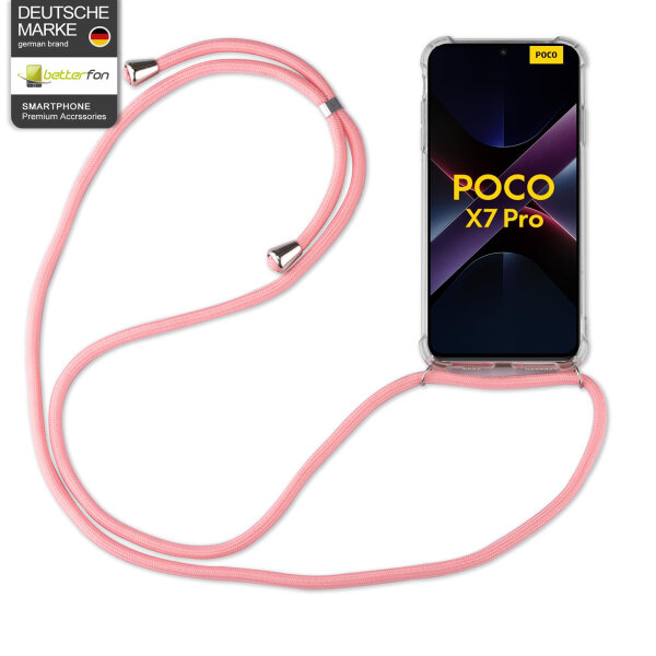 Handykett für Poco X7 5G Hülle mit Kordel Handyhülle mit Band in Rosa