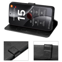 Hülle für Xiaomi 15 Ultra Handy Tasche Handyhülle Wallet Case Flip Cover in Schwarz
