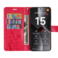 Hülle für Xiaomi 15 Ultra Handy Tasche Handyhülle Wallet Case Flip Cover in Rot