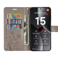 Hülle für Xiaomi 15 Ultra Handy Tasche Handyhülle Wallet Case Flip Cover in Grau
