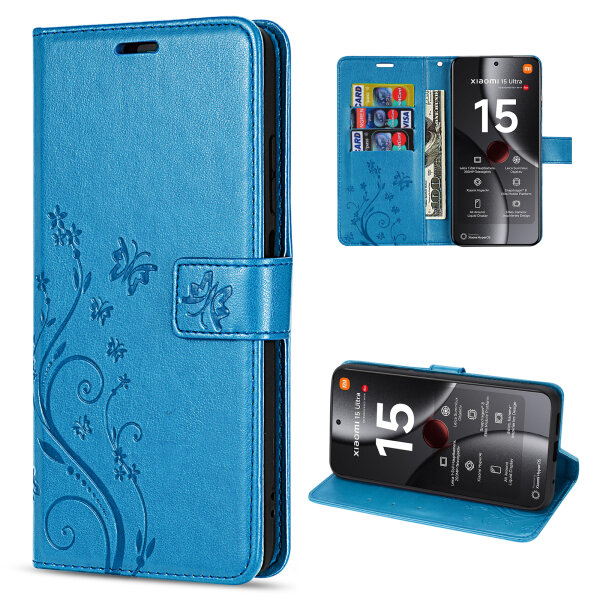 Hülle für Xiaomi 15 Ultra Handy Tasche Handyhülle Wallet Case Flip Cover in Blau