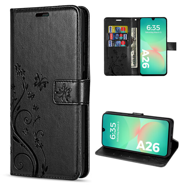 Handy Tasche für Samsung Galaxy A26 5G Hülle Handyhülle Klapphülle Wallet Case in Schwarz