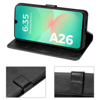 Handy Tasche für Samsung Galaxy A26 5G Hülle Handyhülle Klapphülle Wallet Case in Schwarz