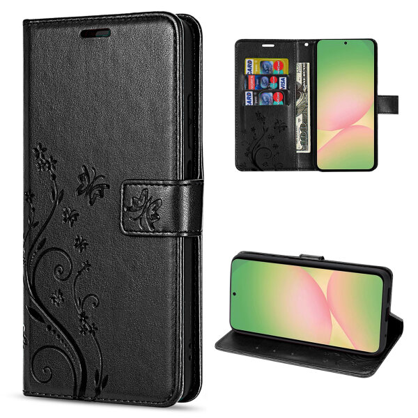 Handy Tasche für Samsung Galaxy A56 Hülle Handyhülle Klapphülle Wallet Case in Schwarz