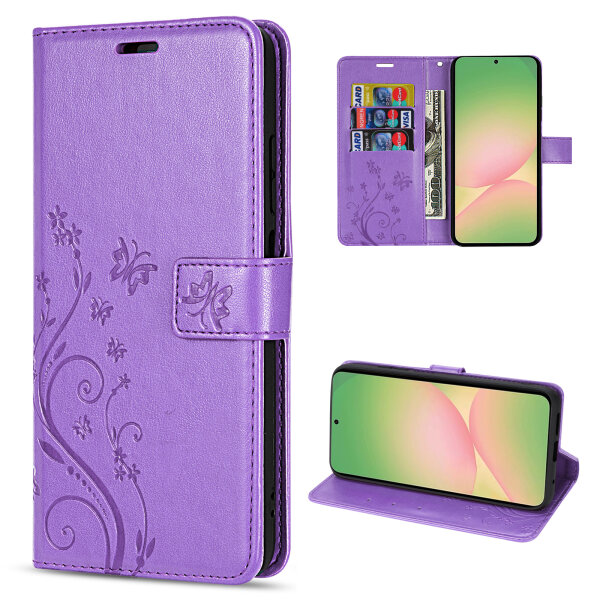 Handy Tasche für Samsung Galaxy A56 Hülle Handyhülle Klapphülle Wallet Case in Lila