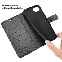 Handyhülle für Apple iPhone 16E – Klapphülle Blume Schwarz