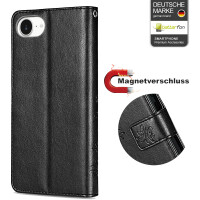 Hülle für iPhone 16E Handy Tasche Handyhülle Schutzhülle Klapphülle in Schwarz