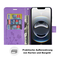 Hülle für iPhone 16E Handy Tasche Handyhülle Schutzhülle Klapphülle in Lila