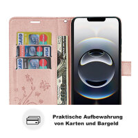 Handyhülle für Apple iPhone 16E – Klapphülle Blume Roségold