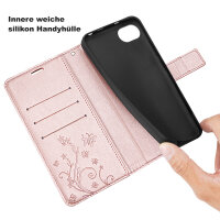 Handyhülle für Apple iPhone 16E – Klapphülle Blume Roségold