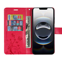 Handyhülle für Apple iPhone 16E – Klapphülle Blume Rot