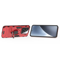 Hülle für Xiaomi 15 Handyhülle Stoßfest 360° Drehbarer Ring Ständer TPU Back Cover in Rot
