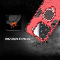 Hülle für Xiaomi 15 Handyhülle Stoßfest 360° Drehbarer Ring Ständer TPU Back Cover in Rot