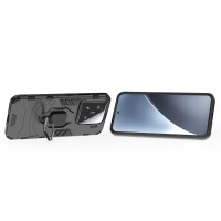 Hülle für Xiaomi 15 Handyhülle Stoßfest 360° Drehbarer Ring Ständer TPU Back Cover in Schwarz