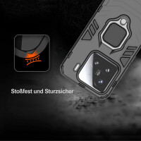 Hülle für Xiaomi 15 Handyhülle Stoßfest 360° Drehbarer Ring Ständer TPU Back Cover in Schwarz