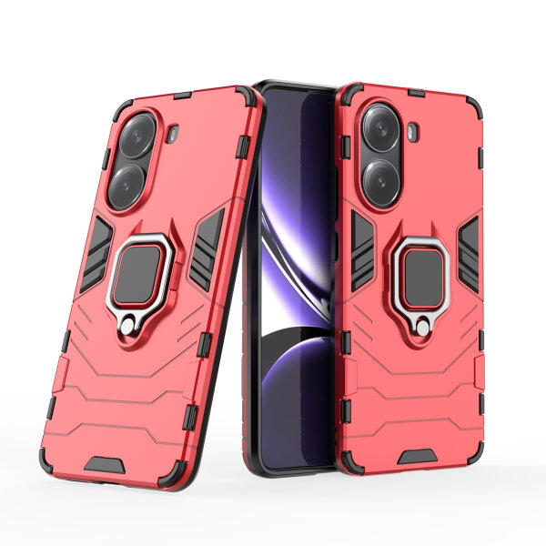 Hülle für Poco X7 Pro 5G Handyhülle Stoßfest 360° Drehbarer Ring Ständer TPU Back Cover in Rot