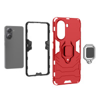 Hülle für Poco X7 Pro 5G Handyhülle Stoßfest 360° Drehbarer Ring Ständer TPU Back Cover in Rot