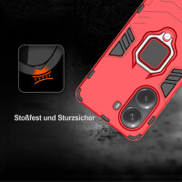 Hülle für Poco X7 Pro 5G Handyhülle Stoßfest 360° Drehbarer Ring Ständer TPU Back Cover in Rot