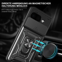 Outdoor Panzer Hülle für Google Pixel 9A Handyhülle mit Kameraschutz Ringhalter Cover in Schwarz