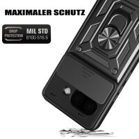 Outdoor Panzer Hülle für Google Pixel 9A Handyhülle mit Kameraschutz Ringhalter Cover in Schwarz