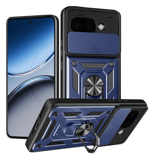 Outdoor Panzer Hülle für Google Pixel 9A Handyhülle mit Kameraschutz Ringhalter Cover in Blau