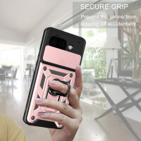 Outdoor Panzer Hülle für Google Pixel 9A Handyhülle mit Kameraschutz Ringhalter Cover in Rosegold