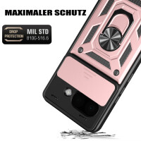 Outdoor Panzer Hülle für Google Pixel 9A Handyhülle mit Kameraschutz Ringhalter Cover in Rosegold