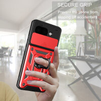 Outdoor Panzer Hülle für Google Pixel 9A Handyhülle mit Kameraschutz Ringhalter Cover in Rot