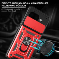 Outdoor Panzer Hülle für Google Pixel 9A Handyhülle mit Kameraschutz Ringhalter Cover in Rot
