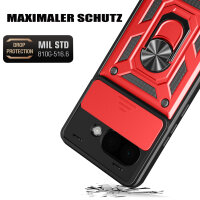 Outdoor Panzer Hülle für Google Pixel 9A Handyhülle mit Kameraschutz Ringhalter Cover in Rot