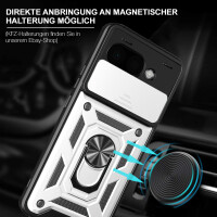 Outdoor Panzer Hülle für Google Pixel 9A Handyhülle mit Kameraschutz Ringhalter Cover in Silber