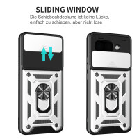 Outdoor Panzer Hülle für Google Pixel 9A Handyhülle mit Kameraschutz Ringhalter Cover in Silber