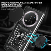 Outdoor Panzer Hülle für Honor Magic 7 Lite Handyhülle Slide Kameraschutz Ringhalter in Schwarz