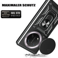 Outdoor Panzer Hülle für Honor Magic 7 Lite Handyhülle Slide Kameraschutz Ringhalter in Schwarz