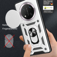 Outdoor Panzer Hülle für Honor Magic 7 Lite Handyhülle Slide Kameraschutz Ringhalter in Silber