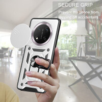 Outdoor Panzer Hülle für Honor Magic 7 Lite Handyhülle Slide Kameraschutz Ringhalter in Silber