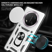 Outdoor Panzer Hülle für Honor Magic 7 Lite Handyhülle Slide Kameraschutz Ringhalter in Silber