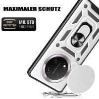 Outdoor Panzer Hülle für Honor Magic 7 Lite Handyhülle Slide Kameraschutz Ringhalter in Silber