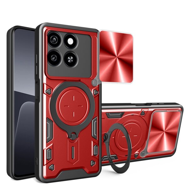Outdoor Panzer Hülle für ZTE Blade A55 / A35 Handyhülle mit Slide Kameraschutz Ringhalter Bumper in Rot
