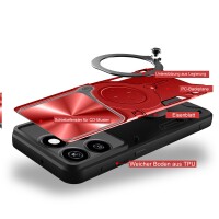 Outdoor Panzer Hülle für ZTE Blade A55 / A35 Handyhülle mit Slide Kameraschutz Ringhalter Bumper in Rot