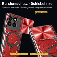 Outdoor Panzer Hülle für ZTE Blade A55 / A35 Handyhülle mit Slide Kameraschutz Ringhalter Bumper in Rot
