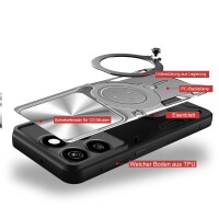 Outdoor Panzer Hülle für ZTE Blade A55 / A35 Handyhülle mit Slide Kameraschutz Ringhalter Bumper in Silber