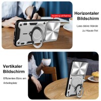Outdoor Panzer Hülle für ZTE Blade A55 / A35 Handyhülle mit Slide Kameraschutz Ringhalter Bumper in Silber