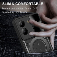 Outdoor Panzer Hülle für ZTE Blade A34 / A54 Handyhülle mit Slide Kameraschutz Ringhalter Bumper in Schwarz