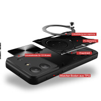 Outdoor Panzer Hülle für ZTE Blade A34 / A54 Handyhülle mit Slide Kameraschutz Ringhalter Bumper in Schwarz