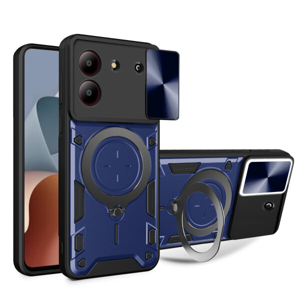 Outdoor Panzer Hülle für ZTE Blade A34 / A54 Handyhülle mit Slide Kameraschutz Ringhalter Bumper in Blau