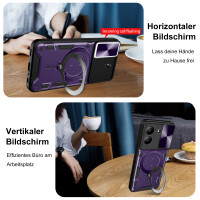 Outdoor Panzer Hülle für ZTE Blade A34 / A54 Handyhülle mit Slide Kameraschutz Ringhalter Bumper in Lila