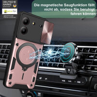 Outdoor Panzer Hülle für ZTE Blade A34 / A54 Handyhülle mit Slide Kameraschutz Ringhalter Bumper in Rosegold