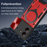 Outdoor Panzer Hülle für ZTE Blade A34 / A54 Handyhülle mit Slide Kameraschutz Ringhalter Bumper in Rot